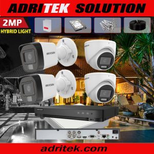 Hikvision 1080P Full HD 2mp Smart Hybrid Dual Light 4 Security Camera Package