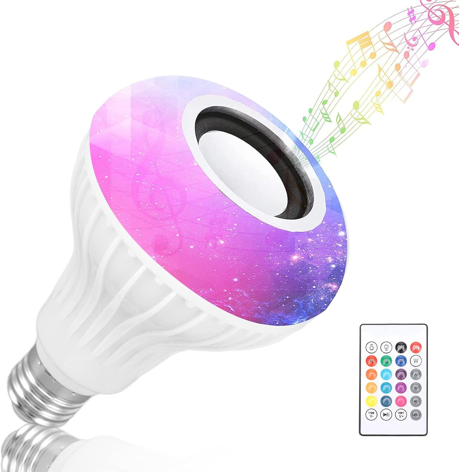 LED Music Light Bulb with Built-in Bluetooth Speaker, RGB Smart Music Bulb with Remote Control, E26 Wireless Smart Bulb, Light Bulb for Bar, Bedroom, - Image 5