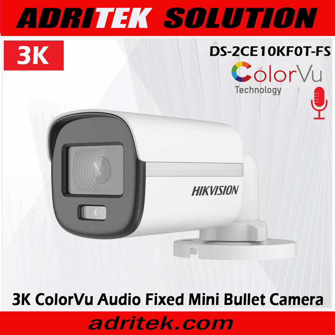 Best Hikvision DS-2CE10KF0T-FS 3K ColorVu Audio Mini Bullet Camera